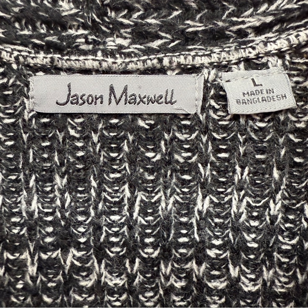 Jason Maxwell Black & White Striped Open Front Cardigan - Size Large - Cozy Knit - Picture 4 of 7